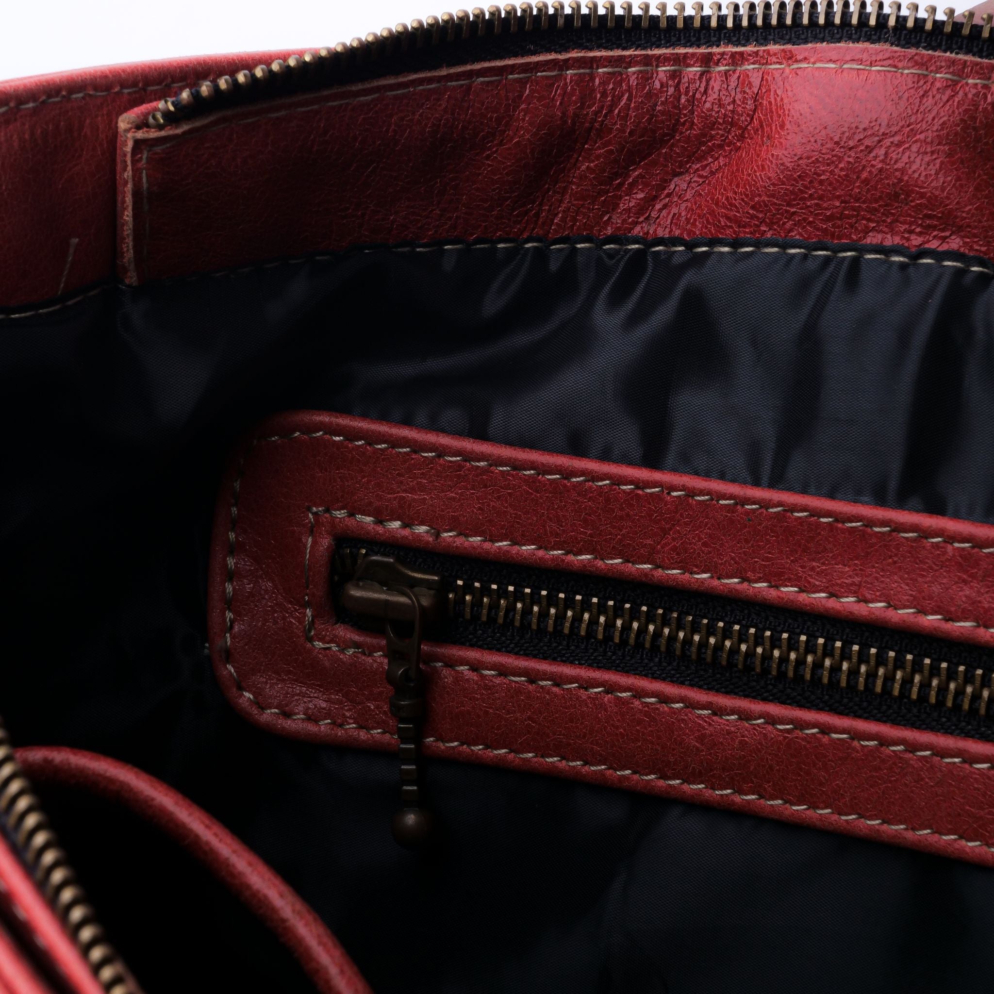 Everyday Women's Leather  Zipper Tote Bag-Candy Red