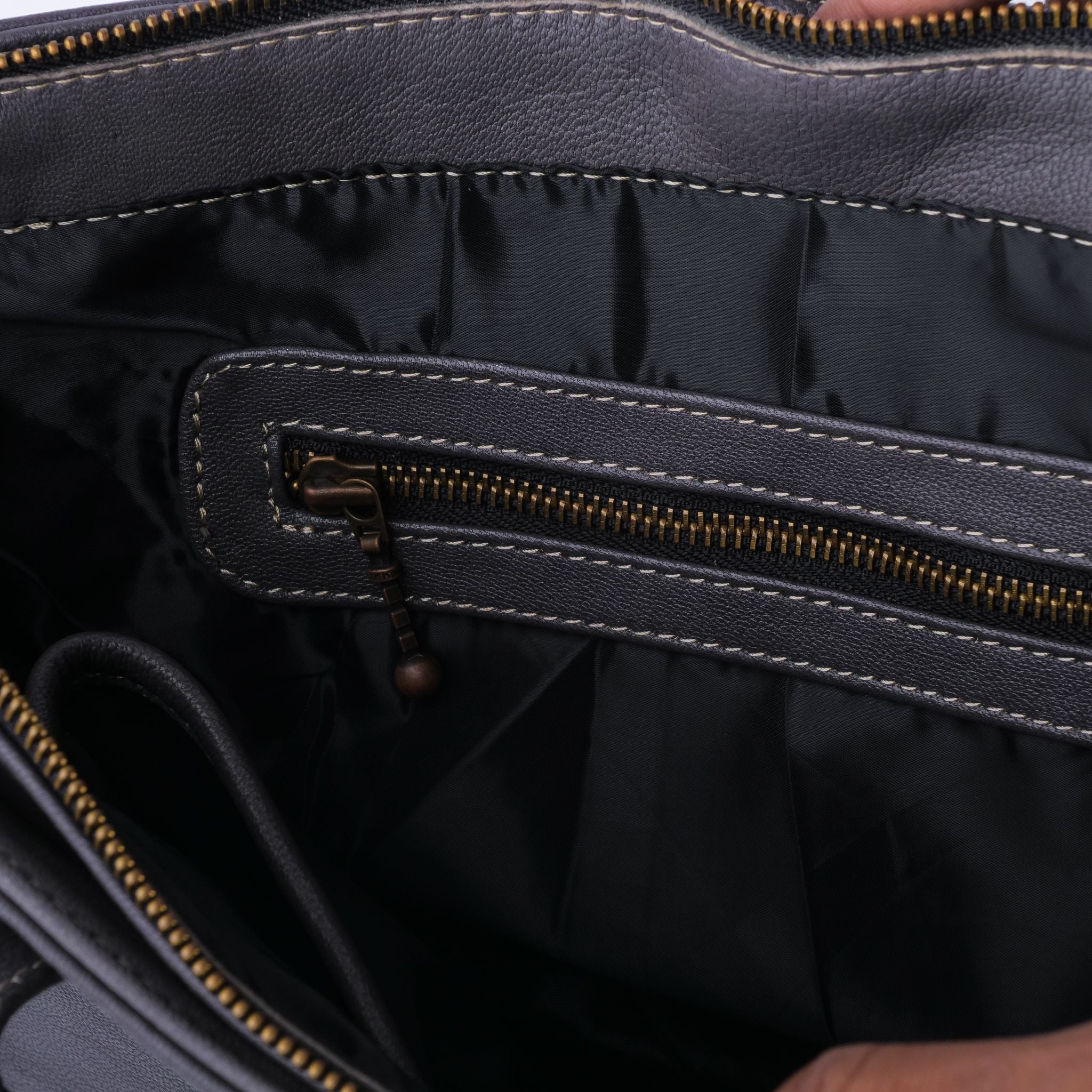 Everyday Women's Leather  Zipper Tote Bag-Graphite Grey