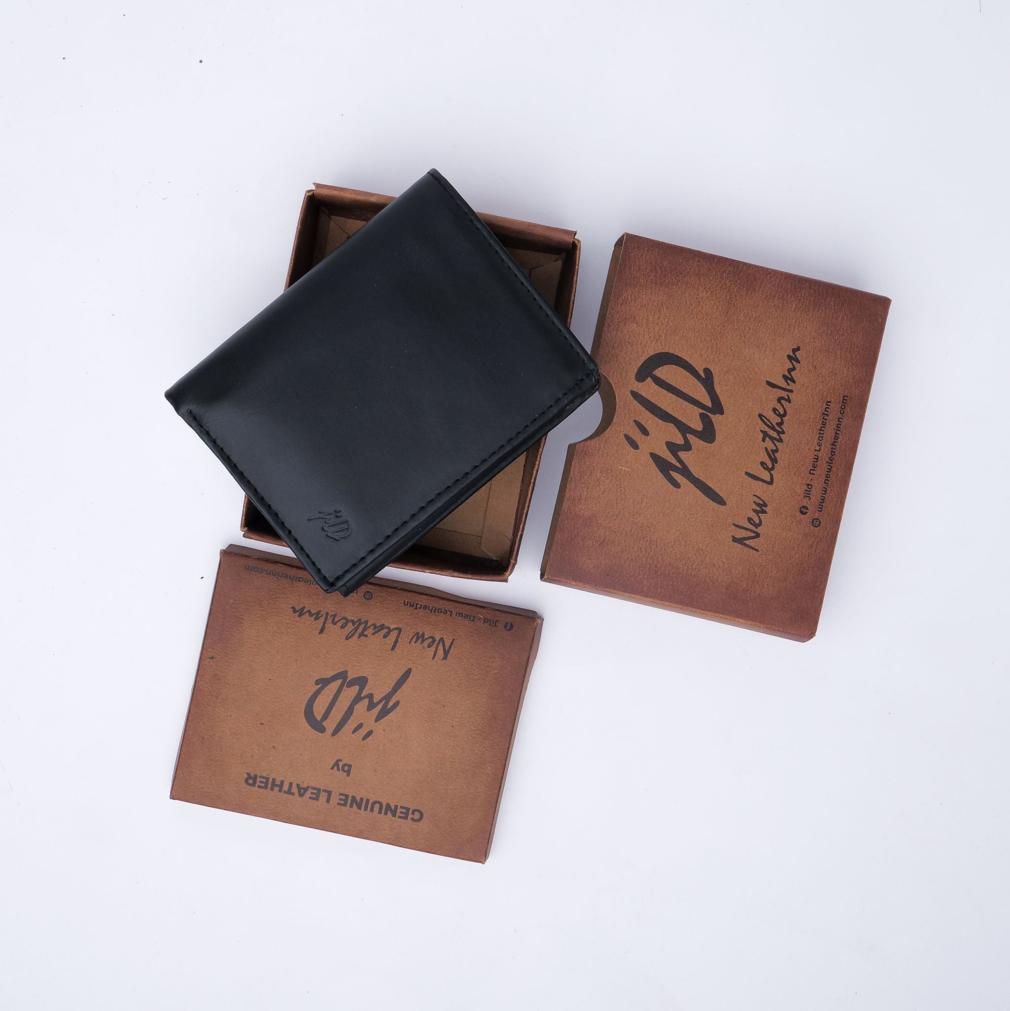 Compact Leather Wallet-Black