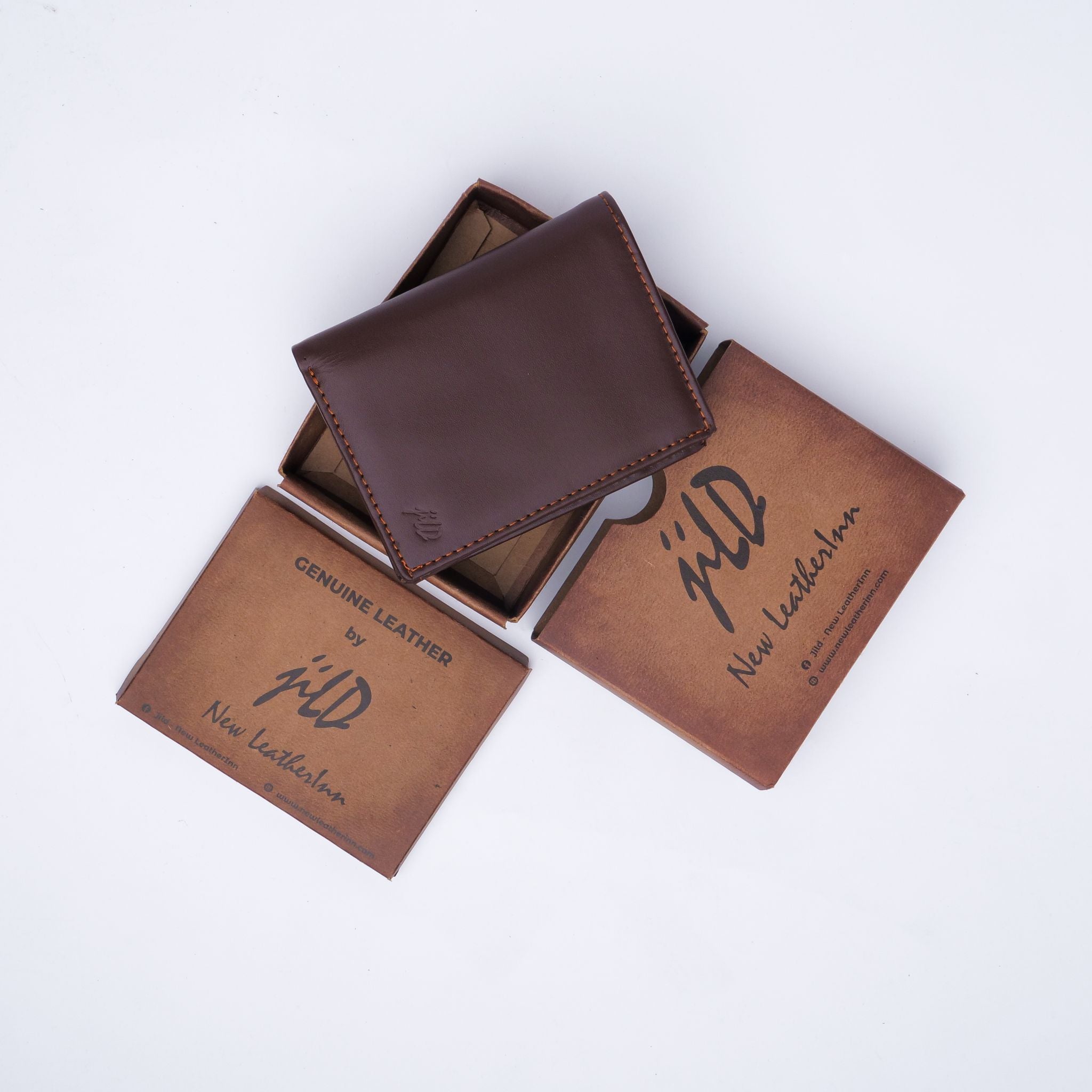 Compact Leather Wallet-brown