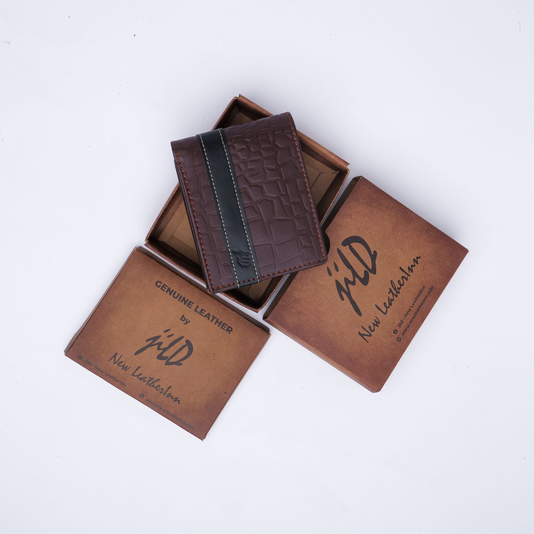 Croc-Style Leather Mens Wallet-Brown