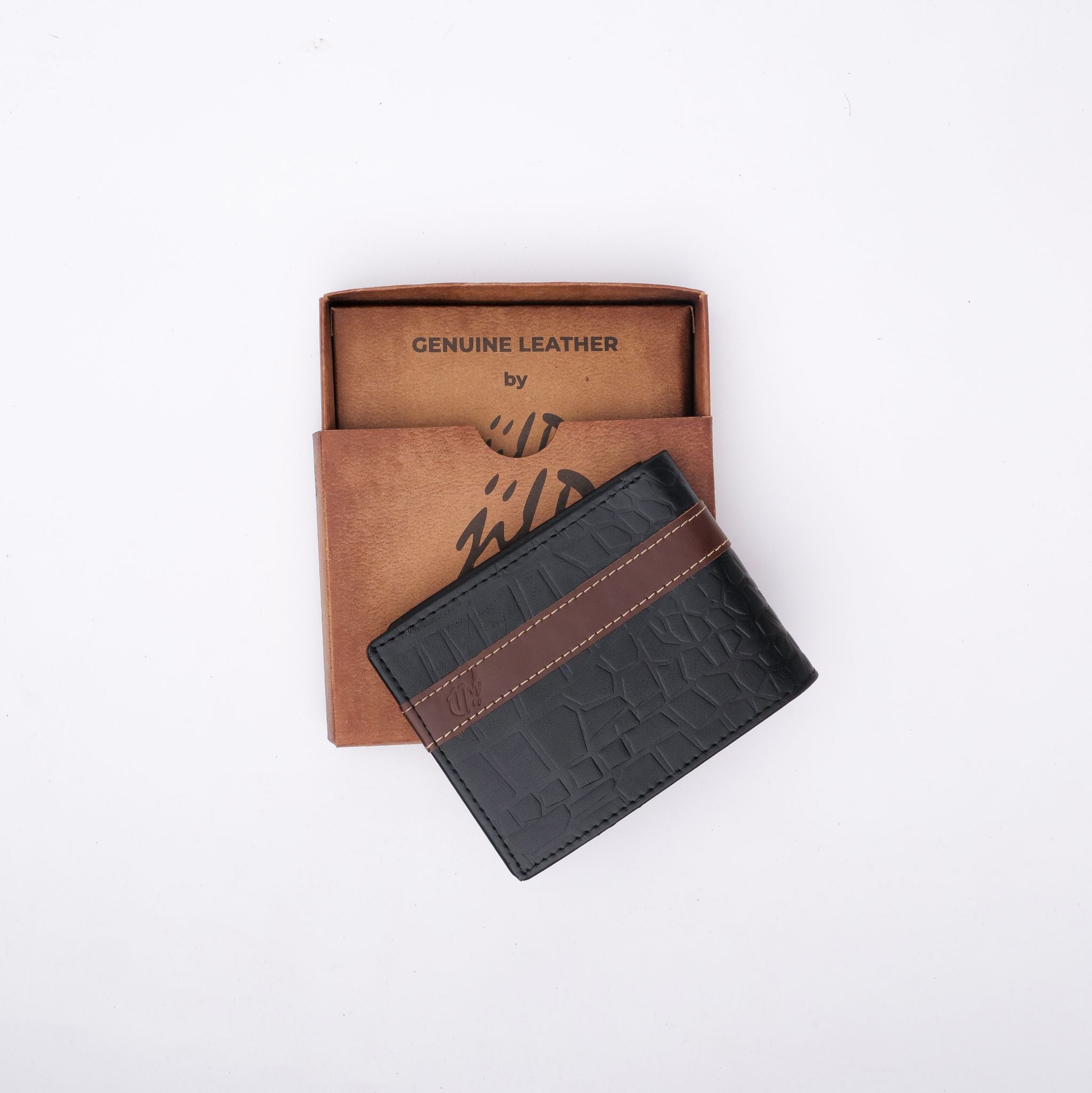 Croc-Style Leather Mens Wallet-Black