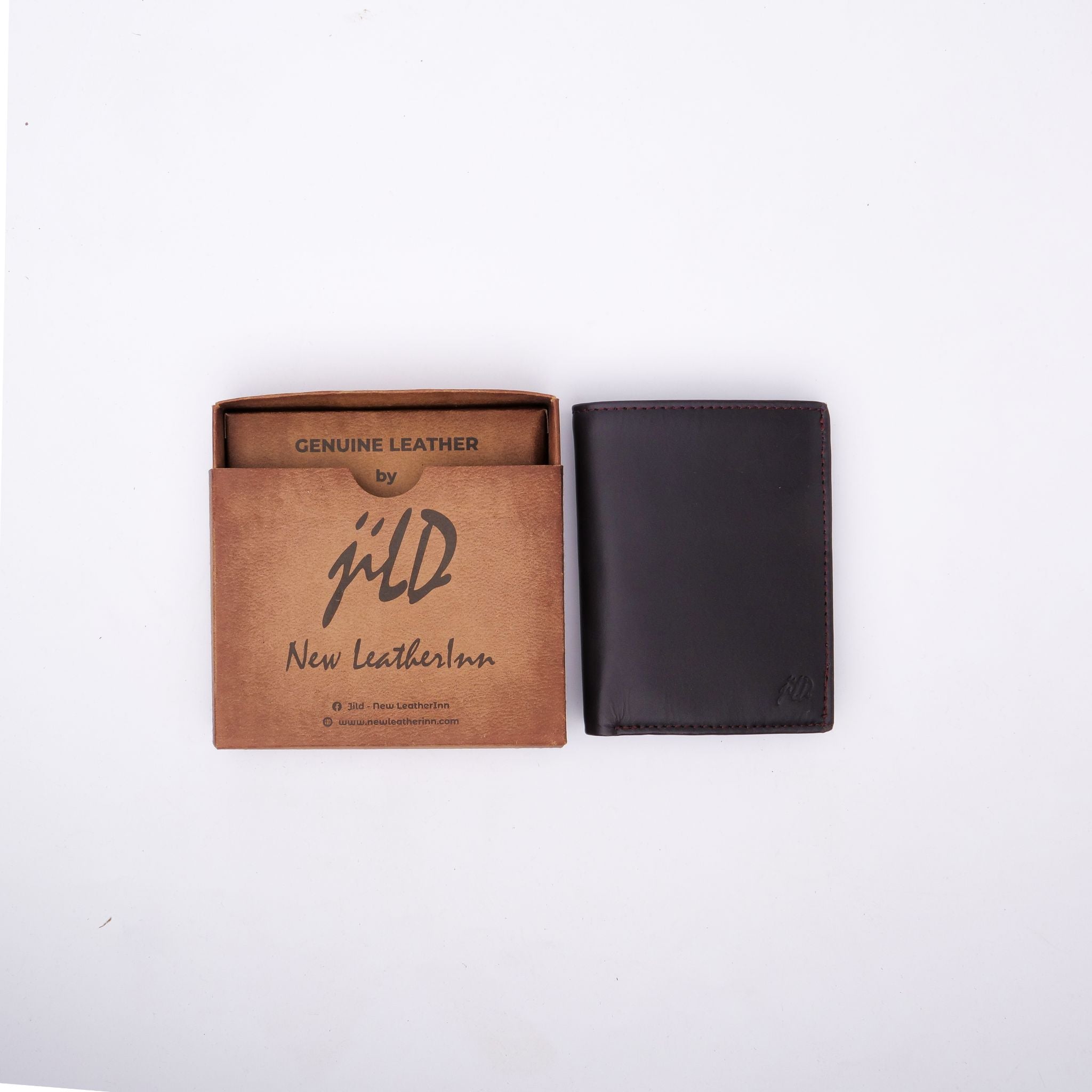 Compact Leather Wallet-Burgundy