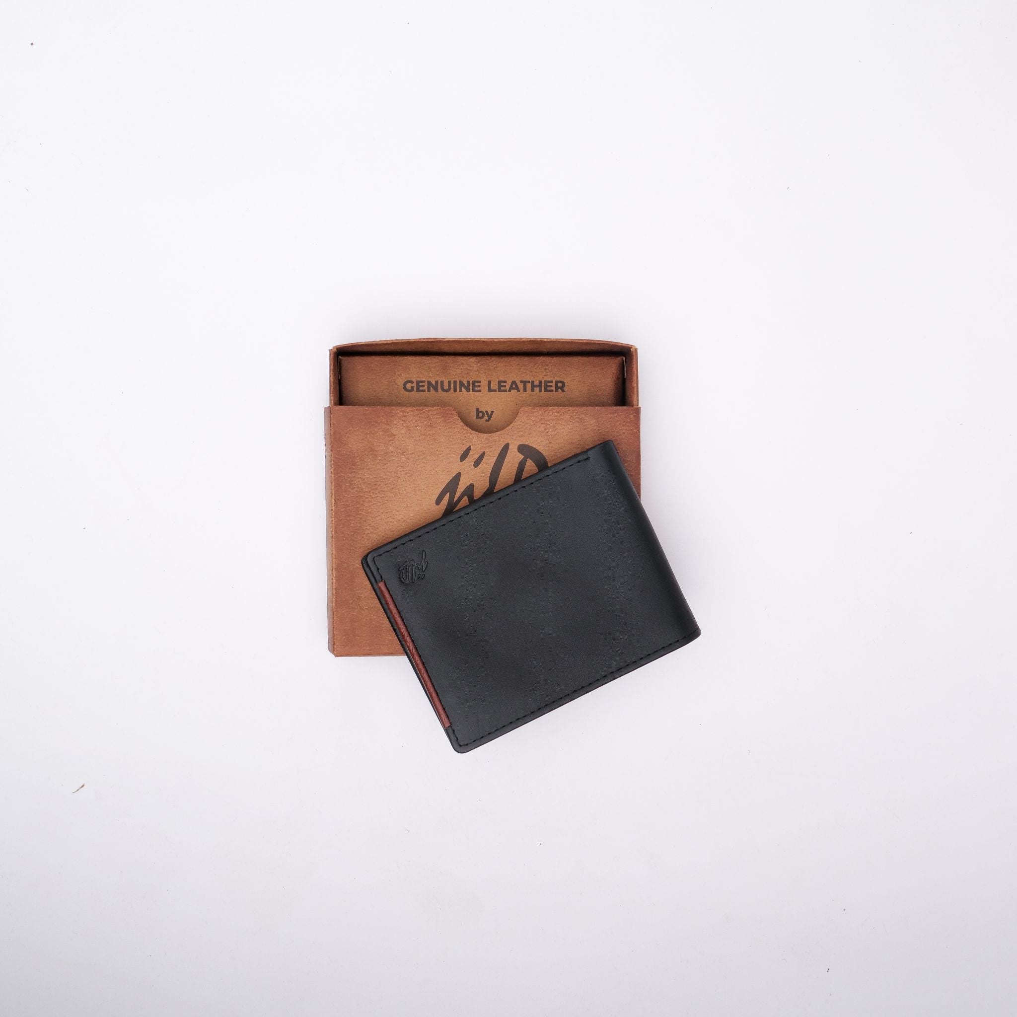 Mens Pure Leather Wallet Bifold TAN BRN  stripe