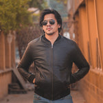 Load image into Gallery viewer, Bomber Style Mens Leather Jacket-Black
