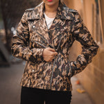 Load image into Gallery viewer, Womens Leather Military Camouflage Print Jacket
