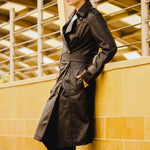 Load image into Gallery viewer, Womens Leather Long Coat-Black
