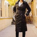 Load image into Gallery viewer, Womens Leather Long Coat-Black
