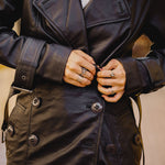 Load image into Gallery viewer, Womens Leather Long Coat-Black
