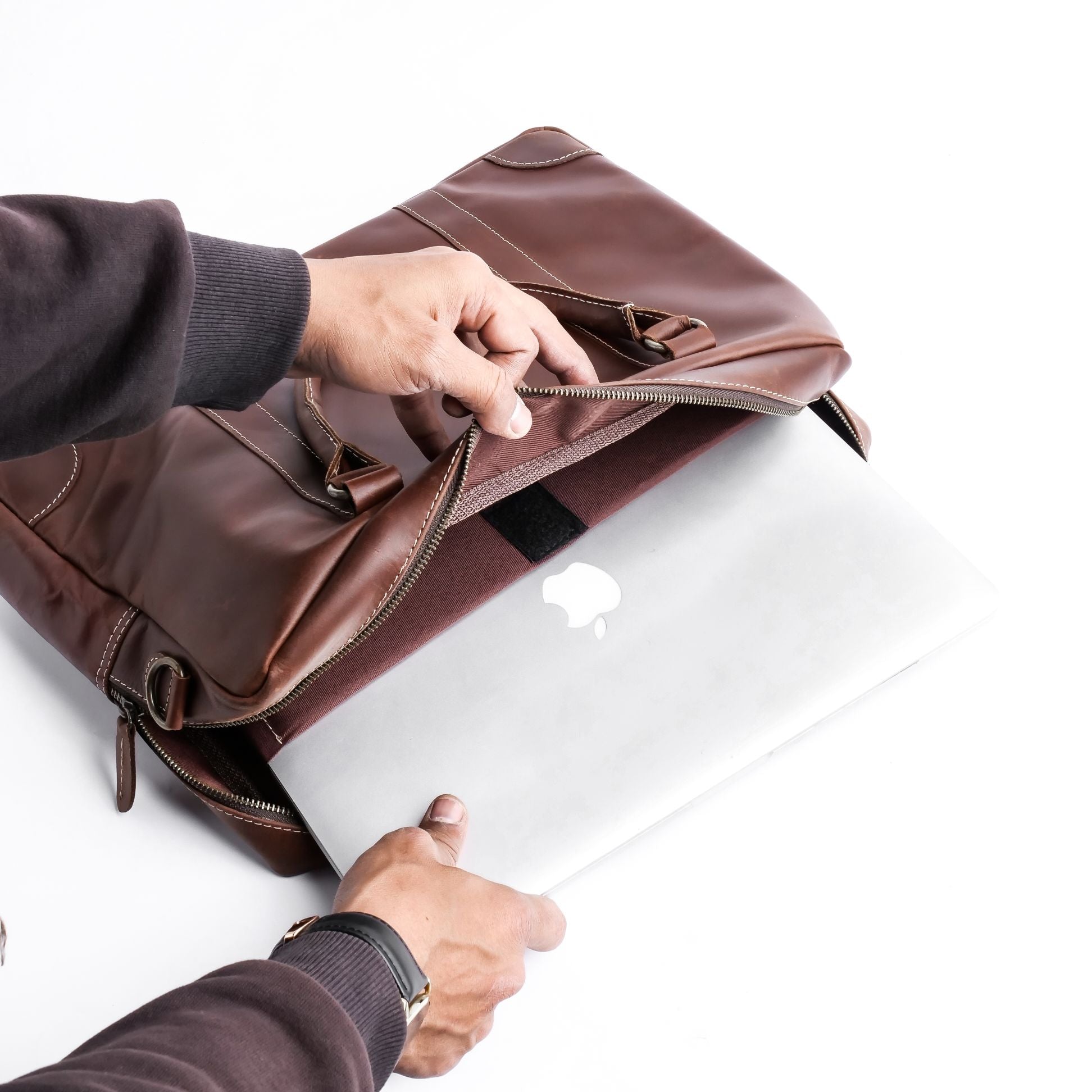 The Maverick Vintage Leather Laptop Bag-Tan Brown