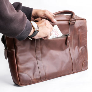 The Maverick Vintage Leather Laptop Bag-Tan Brown