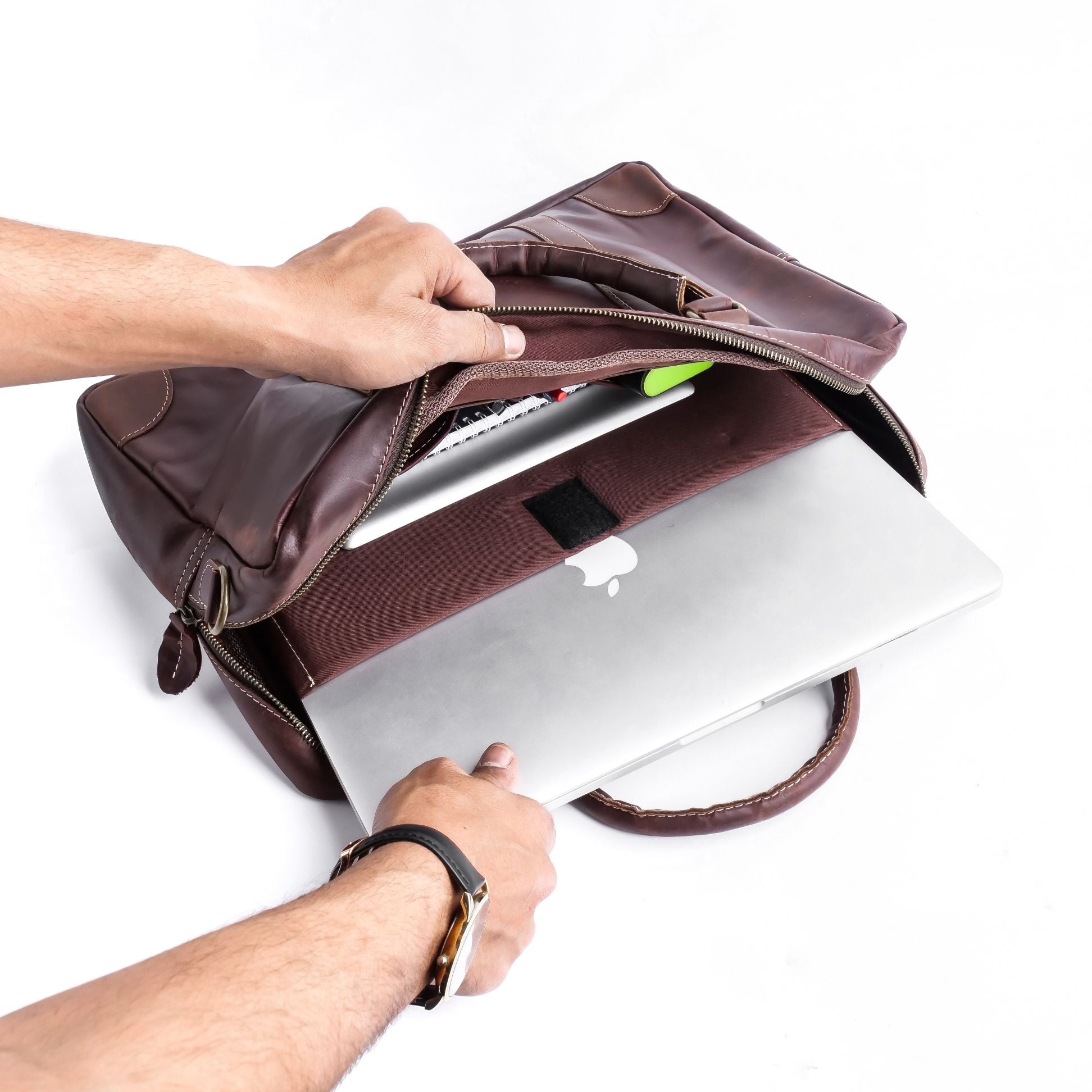 The Maverick Vintage Leather Laptop Bag-Midnight Brown
