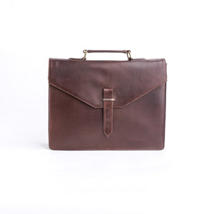 The Corporate Pure Leather Bag- Midnight Brown