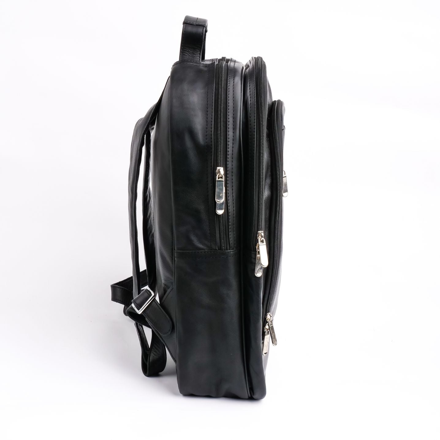 Trio Leather Backpack (BLACK)