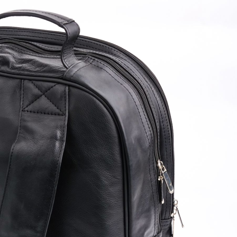 Trio Leather Backpack (BLACK)