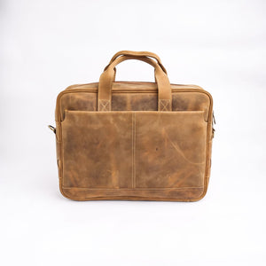 Oxford Pure Leather Vintage Business Laptop Bag-Wood Brown