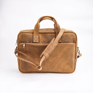 Oxford Pure Leather Vintage Business Laptop Bag-Wood Brown