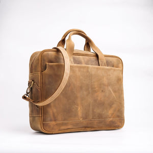 Oxford Pure Leather Vintage Business Laptop Bag-Wood Brown