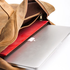 Oxford Pure Leather Vintage Business Laptop Bag-Wood Brown