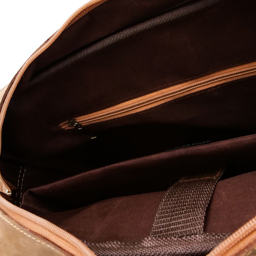 Oxford Pure Leather Vintage Business Laptop Bag-Wood Brown