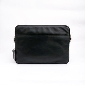 The Folio Sleek Slim Leather Laptop Bag-Black