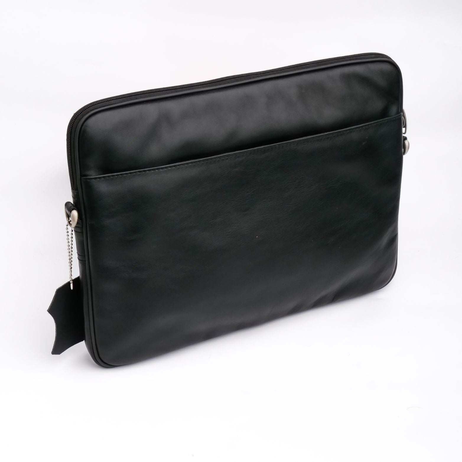 The Folio Sleek Slim Leather Laptop Bag-Black