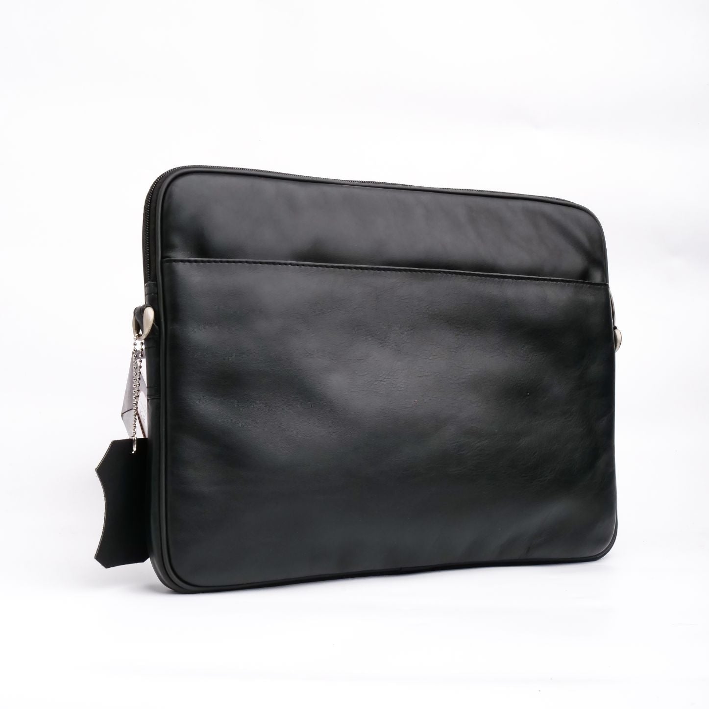 The Folio Sleek Slim Leather Laptop Bag-Black