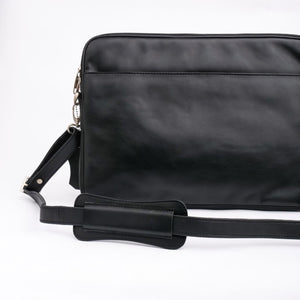 The Folio Sleek Slim Leather Laptop Bag-Black