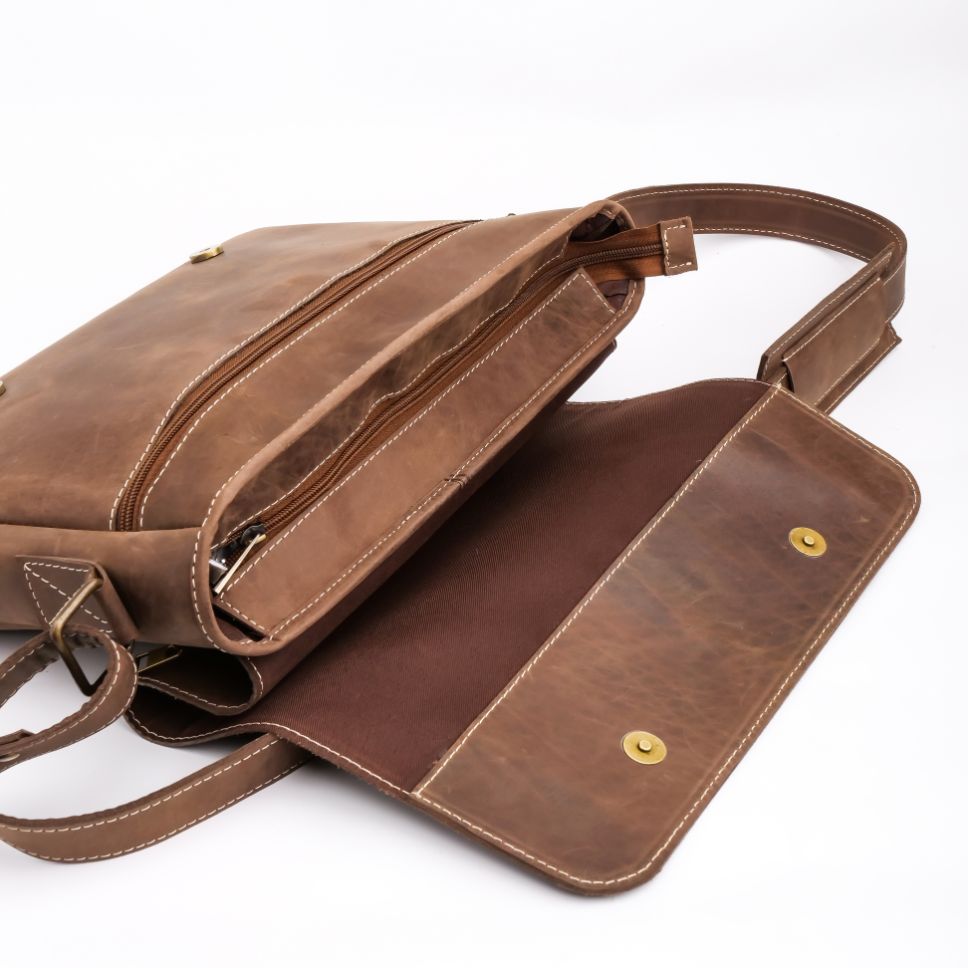 Jild Classic Satchel Vintage Leather Messenger Bag (Vintage Brown)