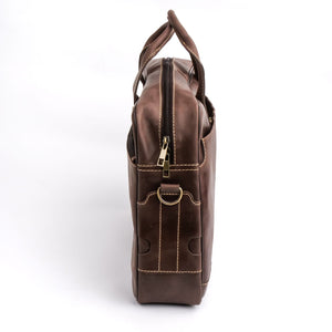 Oxford Pure Leather Vintage Business Laptop Bag-Dark Brown