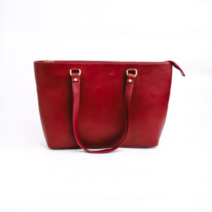 The Boss Lady Pure Leather Womens Tote Bag-Cherry Wood