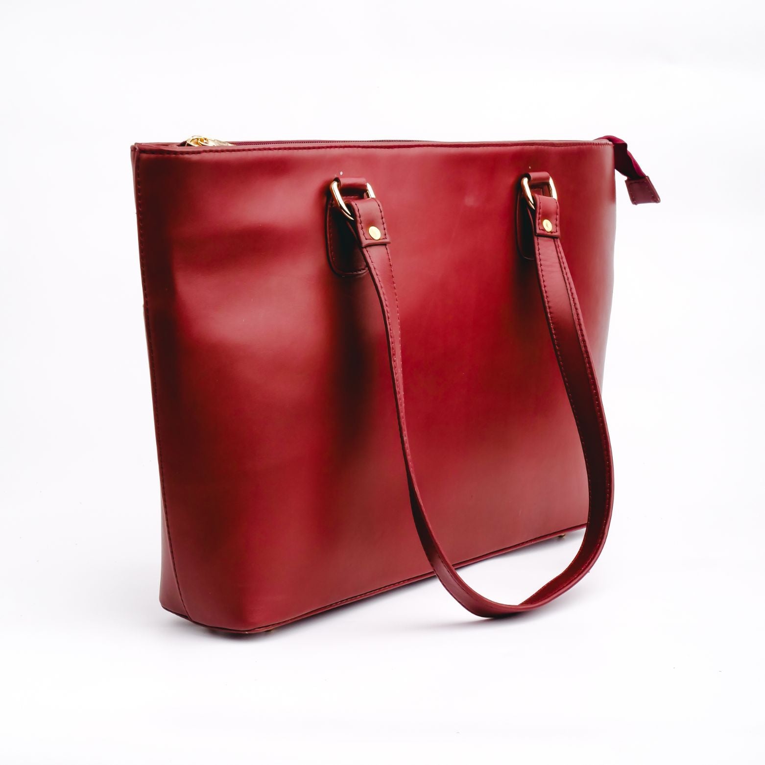 The Boss Lady Pure Leather Womens Tote Bag-Cherry Wood