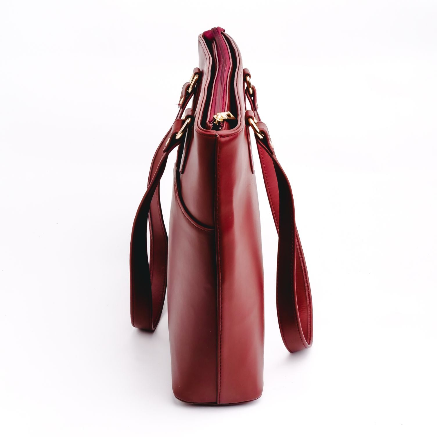 The Boss Lady Pure Leather Womens Tote Bag-Cherry Wood