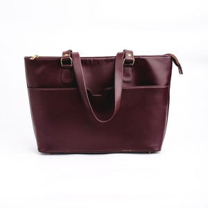 The Boss Lady Pure Leather Womens Tote Bag-Wine Berry