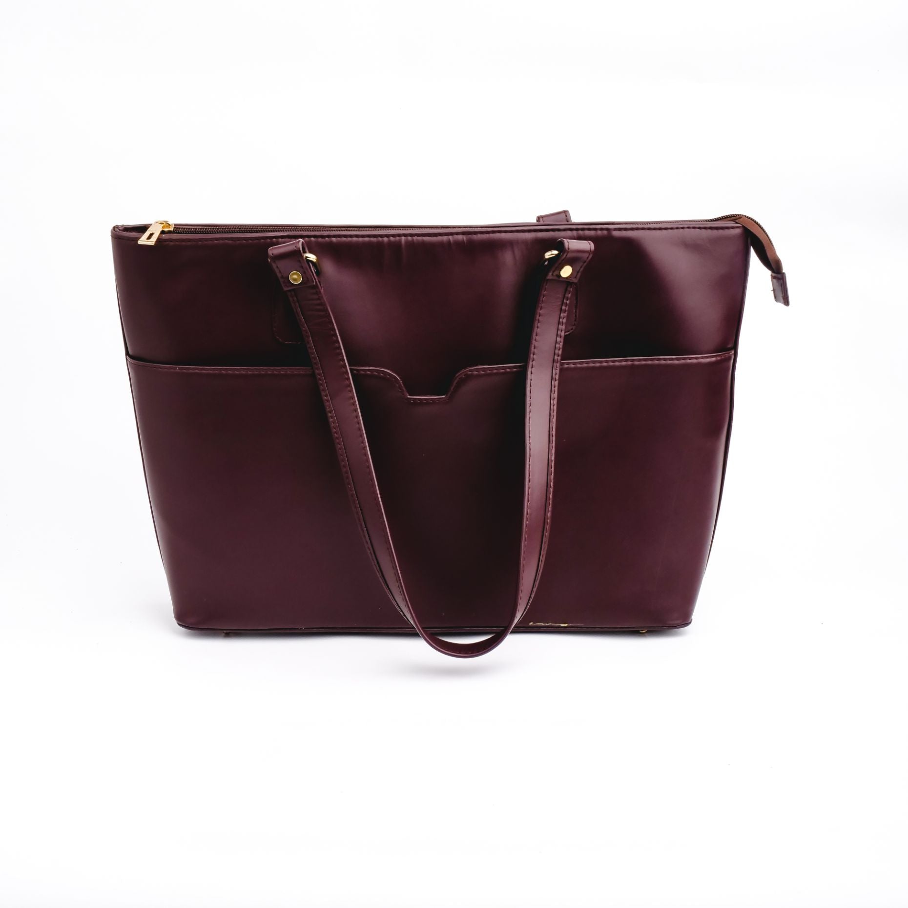 The Boss Lady Pure Leather Womens Tote Bag-Wine Berry