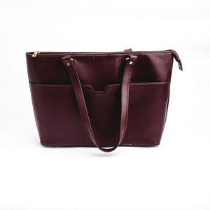 The Boss Lady Pure Leather Womens Tote Bag-Wine Berry