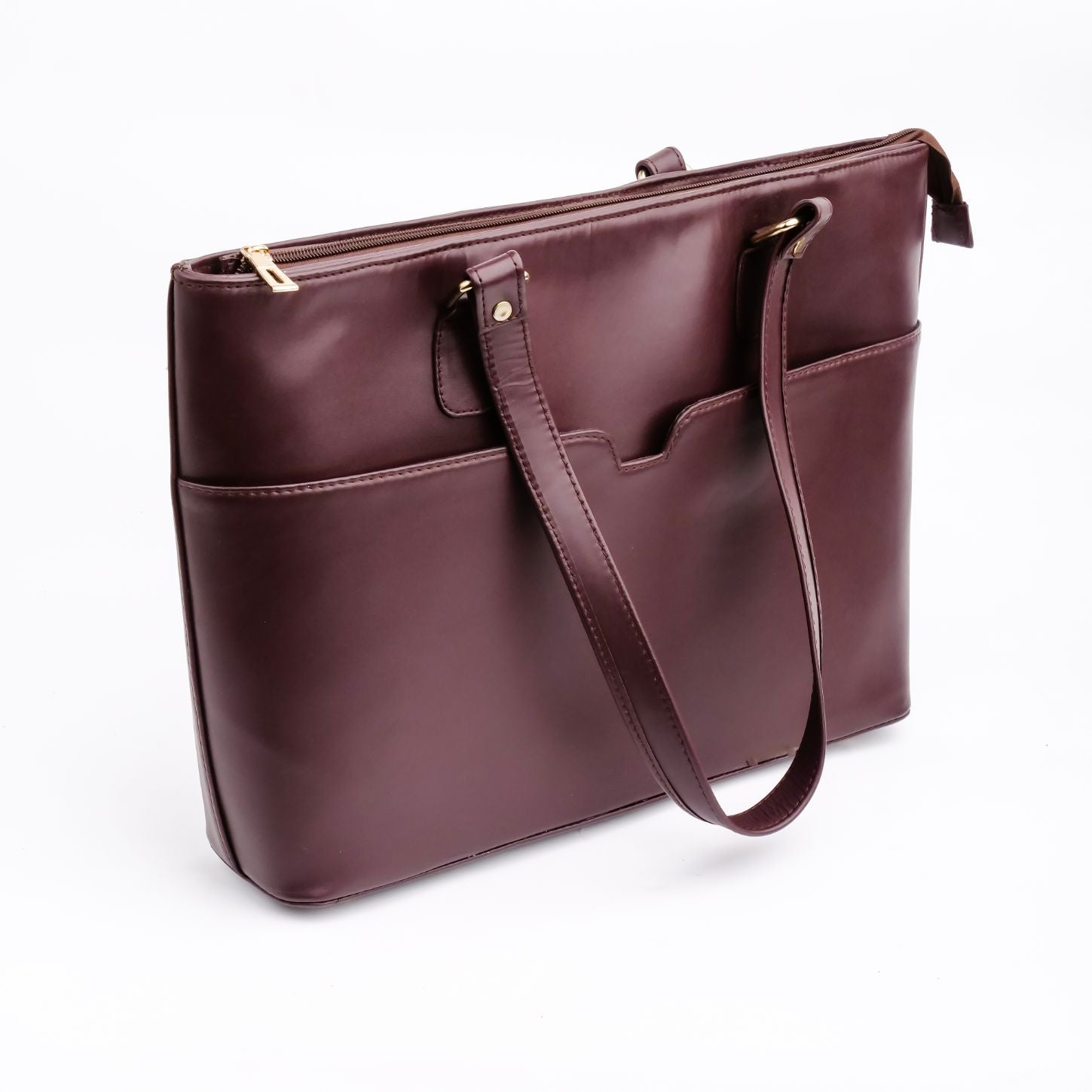 The Boss Lady Pure Leather Womens Tote Bag-Wine Berry