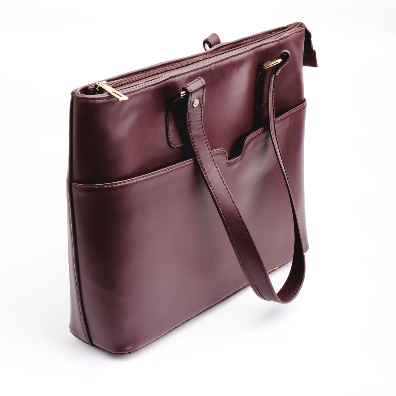 The Boss Lady Pure Leather Womens Tote Bag-Wine Berry