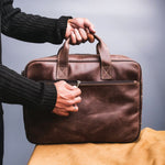 Load image into Gallery viewer, Oxford Pure Leather Vintage Business Laptop Bag-Dark Brown

