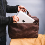 Load image into Gallery viewer, Oxford Pure Leather Vintage Business Laptop Bag-Dark Brown
