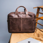Load image into Gallery viewer, Oxford Pure Leather Vintage Business Laptop Bag-Dark Brown
