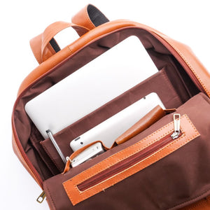 On-The-Go Leather Backpack-Tan Brown