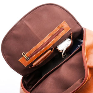On-The-Go Leather Backpack-Tan Brown