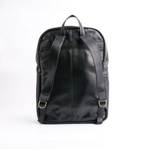 On-The-Go Leather Backpack-Black