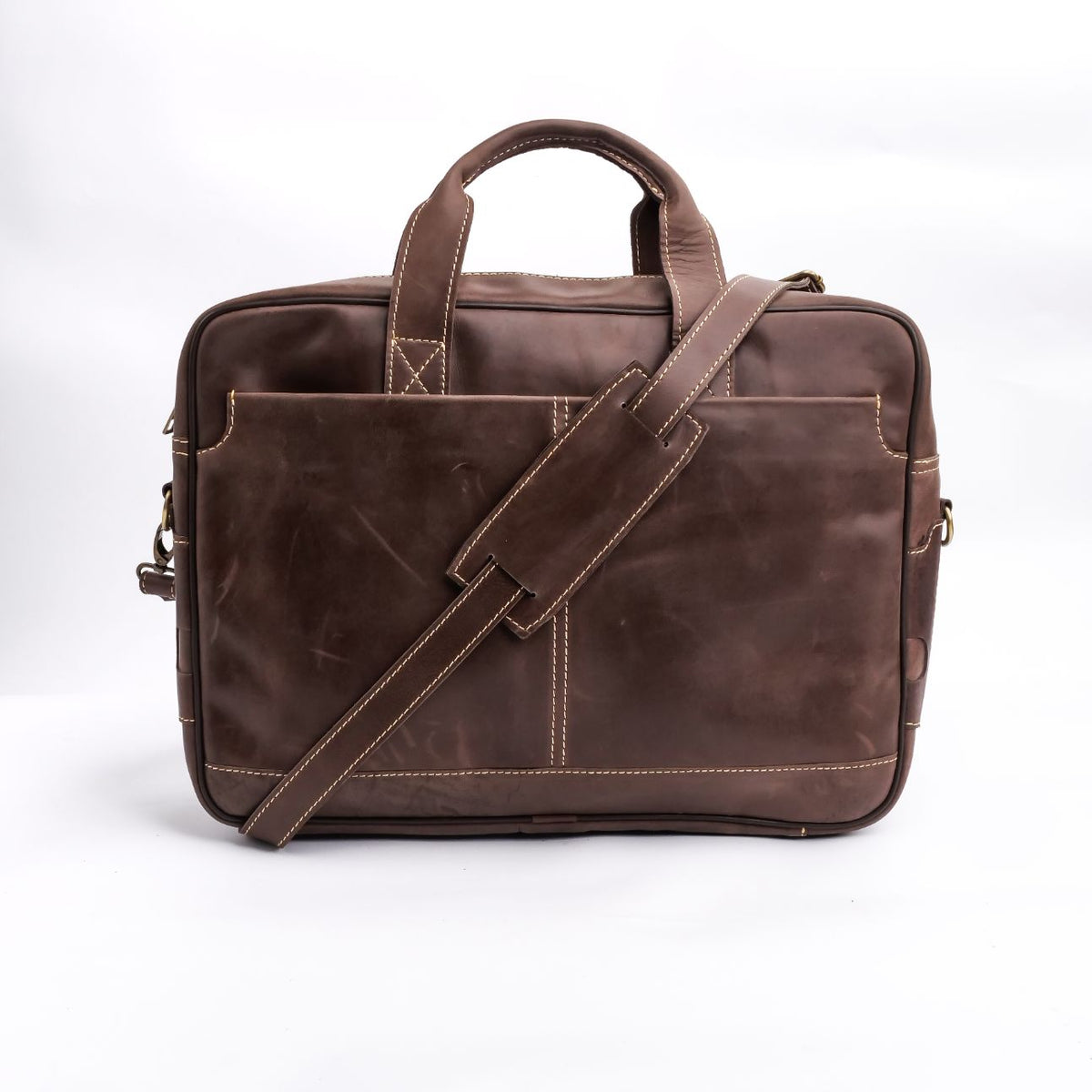 Oxford Pure Leather Vintage Business Laptop Bag-Dark Brown – Jild
