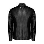 Load image into Gallery viewer, Black Mens Pure Sheep Leather Zipper Jacket
