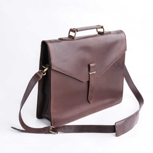 The Corporate Pure Leather Bag- Midnight Brown