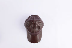 Pure Leather Cap With Adjustable Clip-Brown
