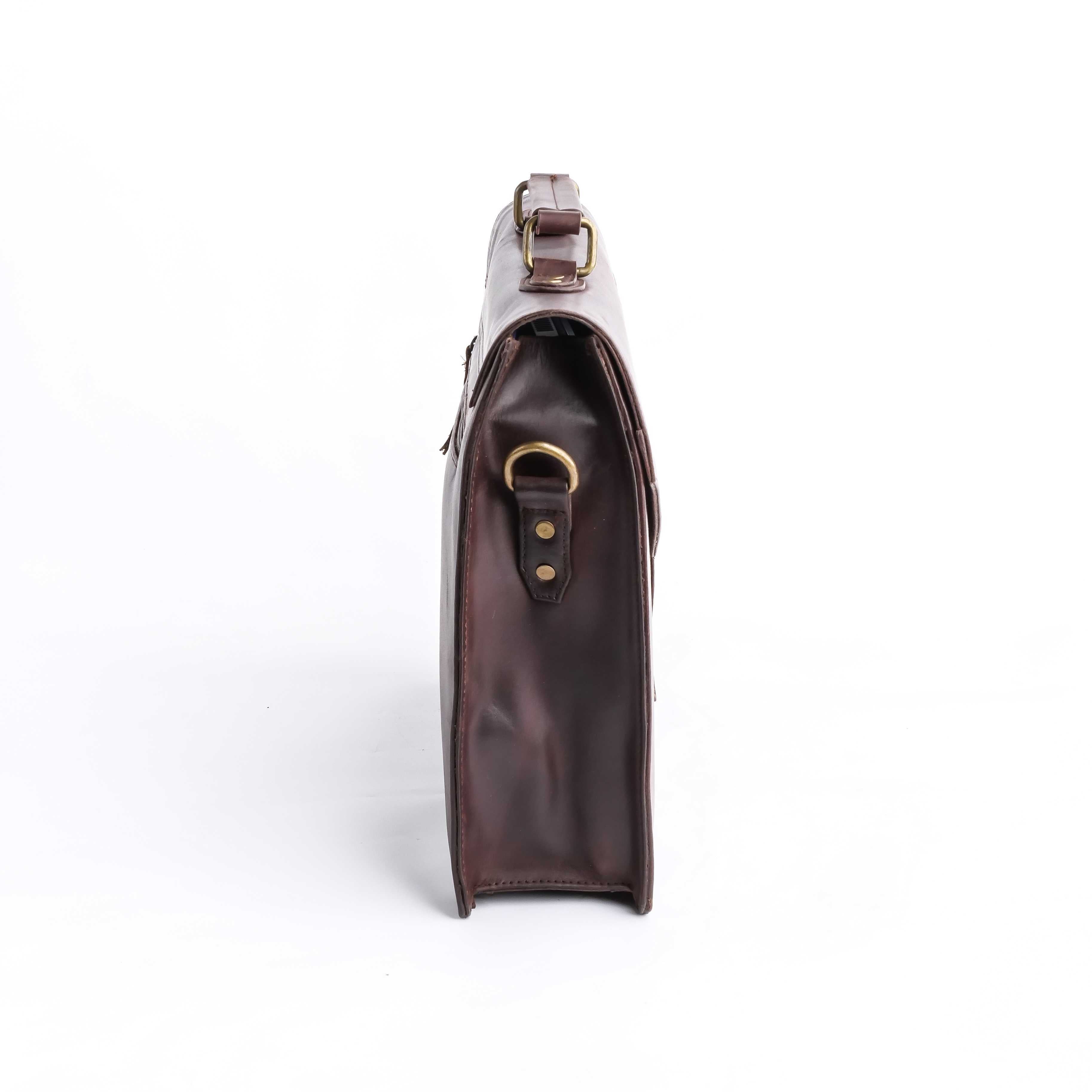 The Corporate Pure Leather Bag- Dark Brown