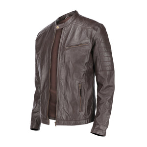 Cafe Racer Brown Mens Pure Sheep Leather Jacket